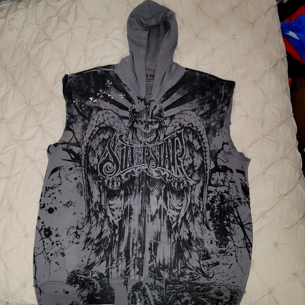 Silver Star Sleeveless Zip Hoodie